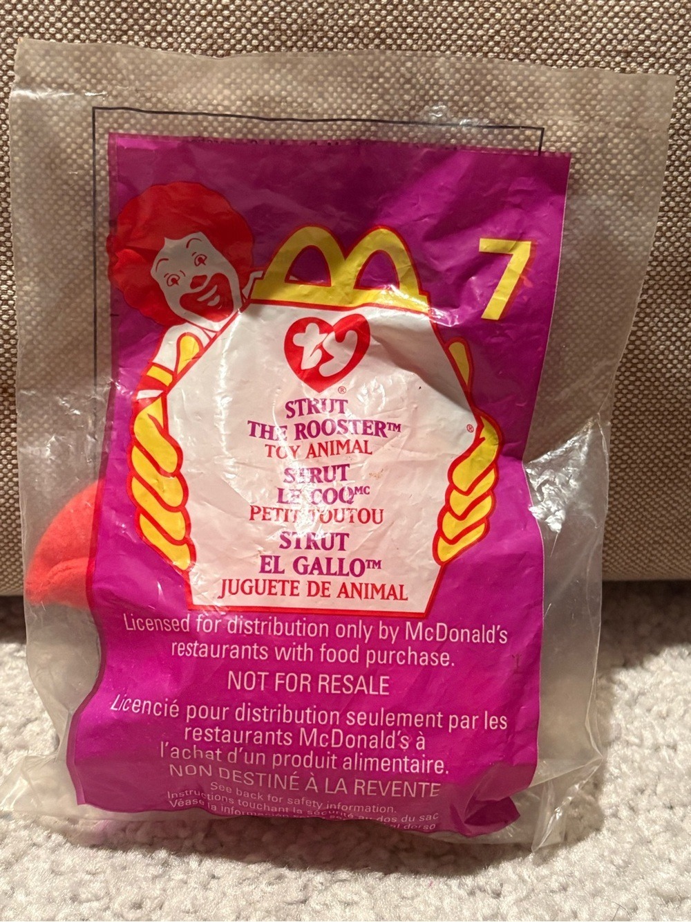 Vintage 1999 McDonald’s TY Strut the Rooster Teenie Beanie Baby #7 – NEW SEALED
